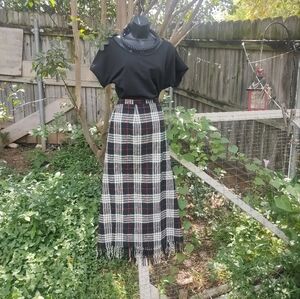 Last Chance! Donating Soon! Vintage Tartan Kilt Wrap Skirt with Fringe